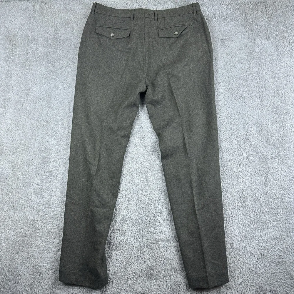 Hickey Mens Wool Dress Pants 35 Brown Heather Wool Trouser Classic Button‎ Fly